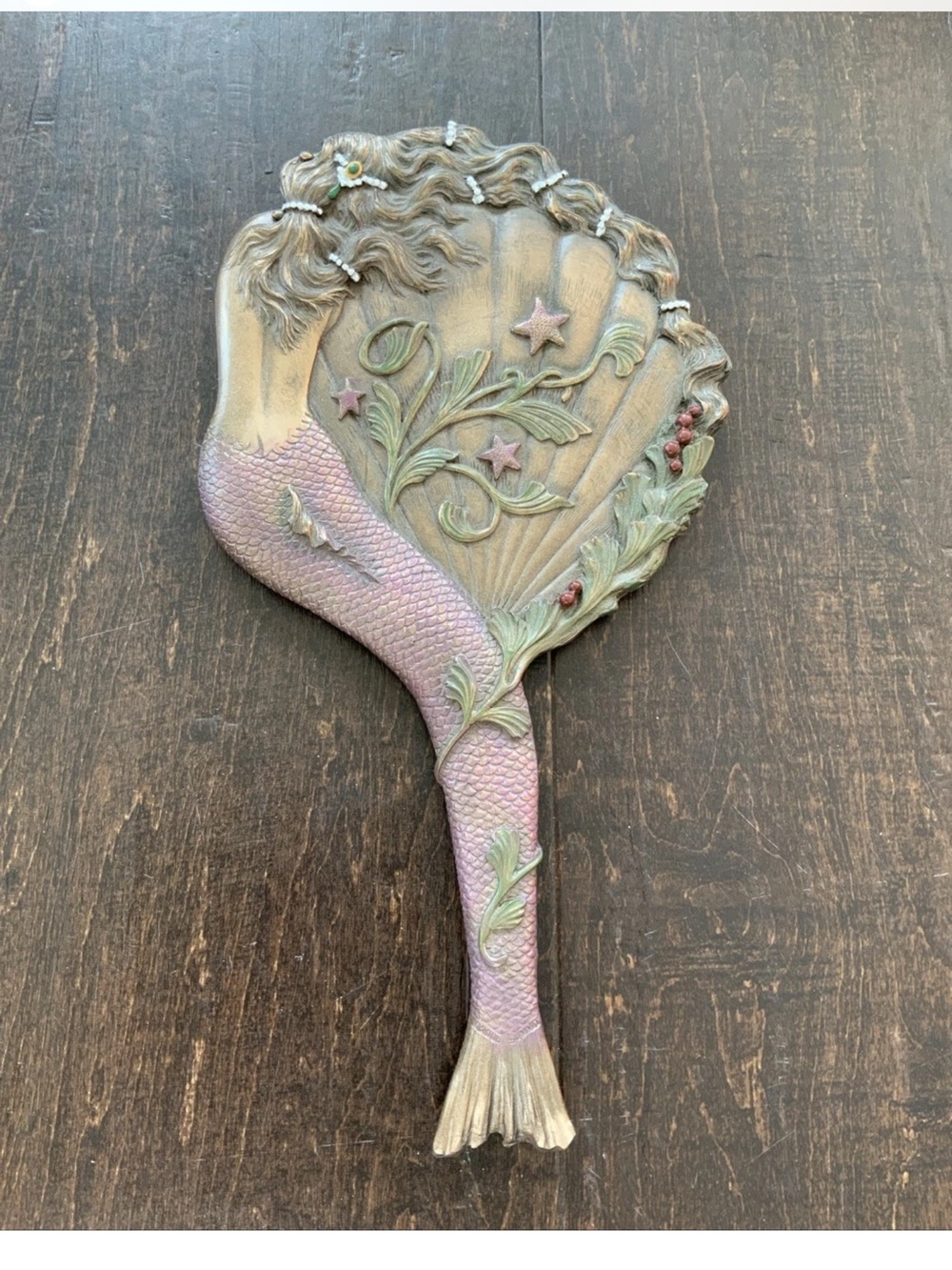 BEAUTIFUL MERMAID ART NOUVEAU ART DECO STYLE HAND VANITY MIRROR